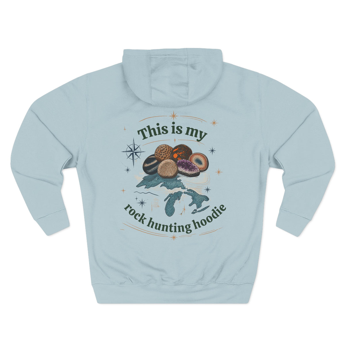 This Is My Rock Hunting Hoodie Fleece Hoodie, Michigan Rock Hounds, Rock Hunters, yooperlite, agate, petoskey stone, pudding stone, Leland blue, amethyst, club