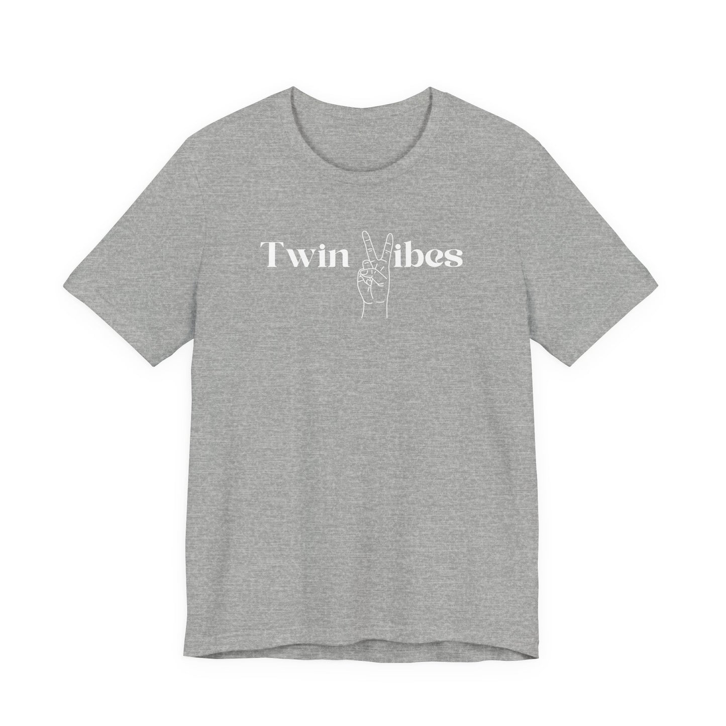 Twin Vibes T-Shirt — Minimal Peace Sign Graphic Tee for Twins & Moms of Twins