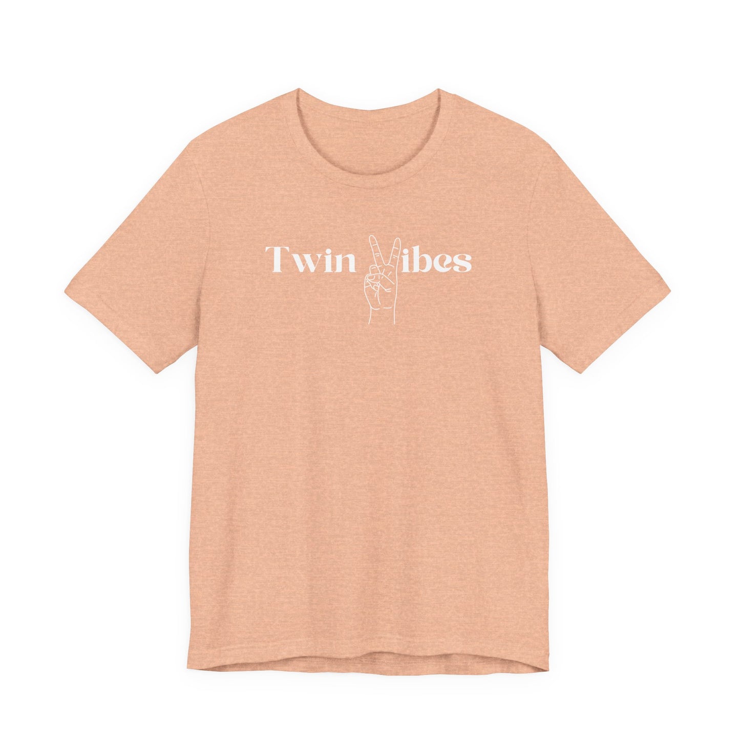 Twin Vibes T-Shirt — Minimal Peace Sign Graphic Tee for Twins & Moms of Twins
