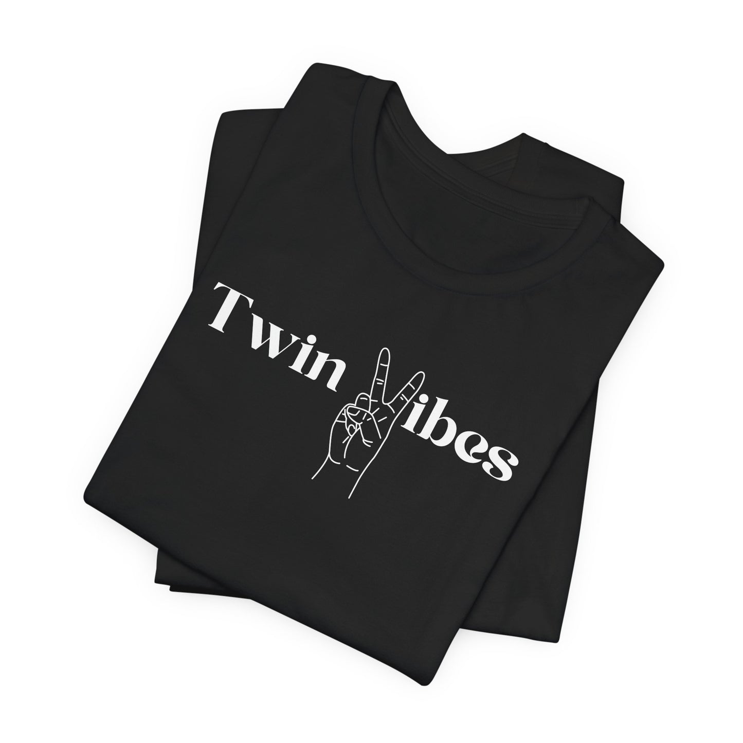 Twin Vibes T-Shirt — Minimal Peace Sign Graphic Tee for Twins & Moms of Twins