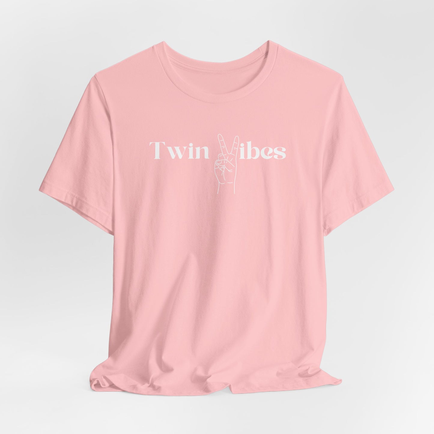 Twin Vibes T-Shirt — Minimal Peace Sign Graphic Tee for Twins & Moms of Twins