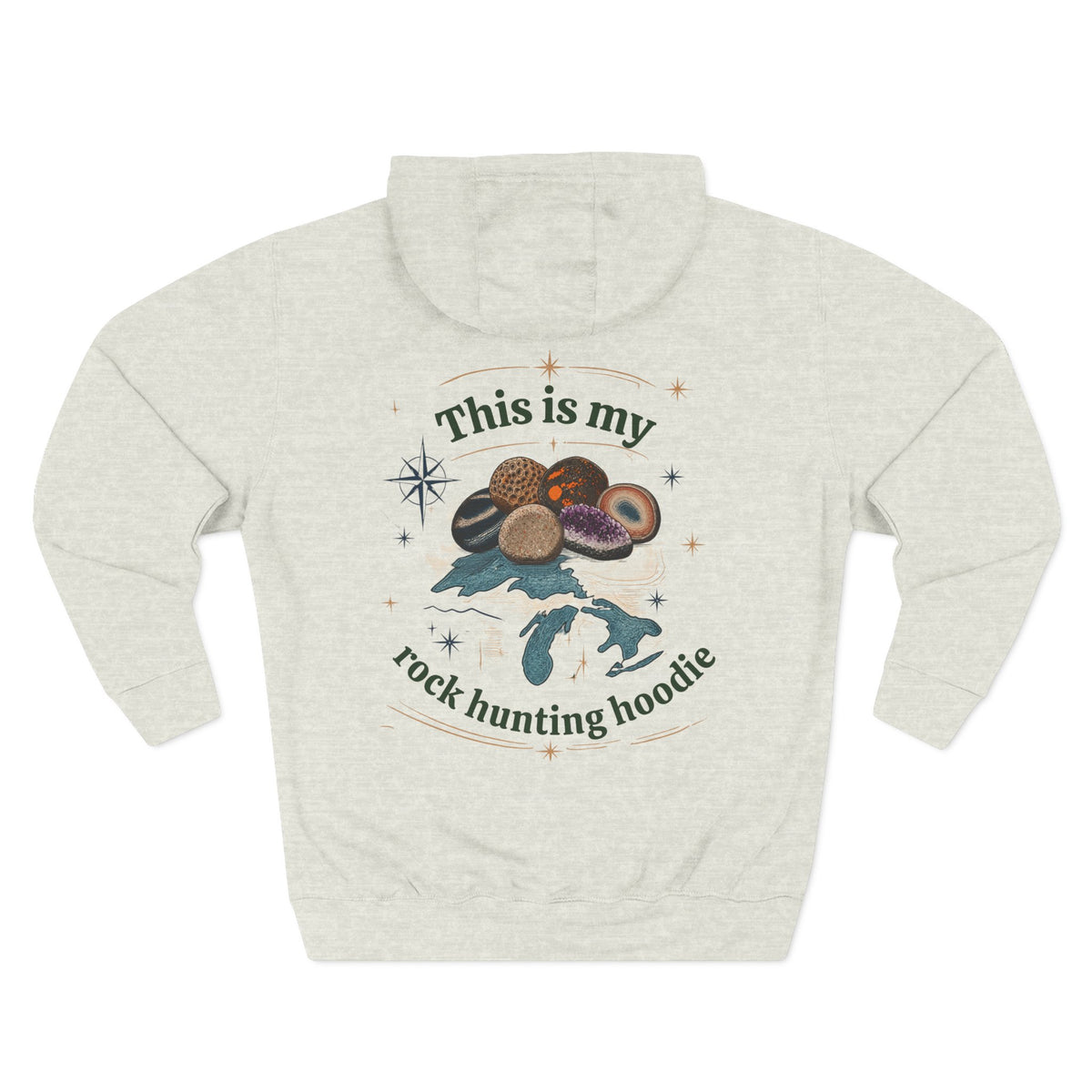 This Is My Rock Hunting Hoodie Fleece Hoodie, Michigan Rock Hounds, Rock Hunters, yooperlite, agate, petoskey stone, pudding stone, Leland blue, amethyst, club