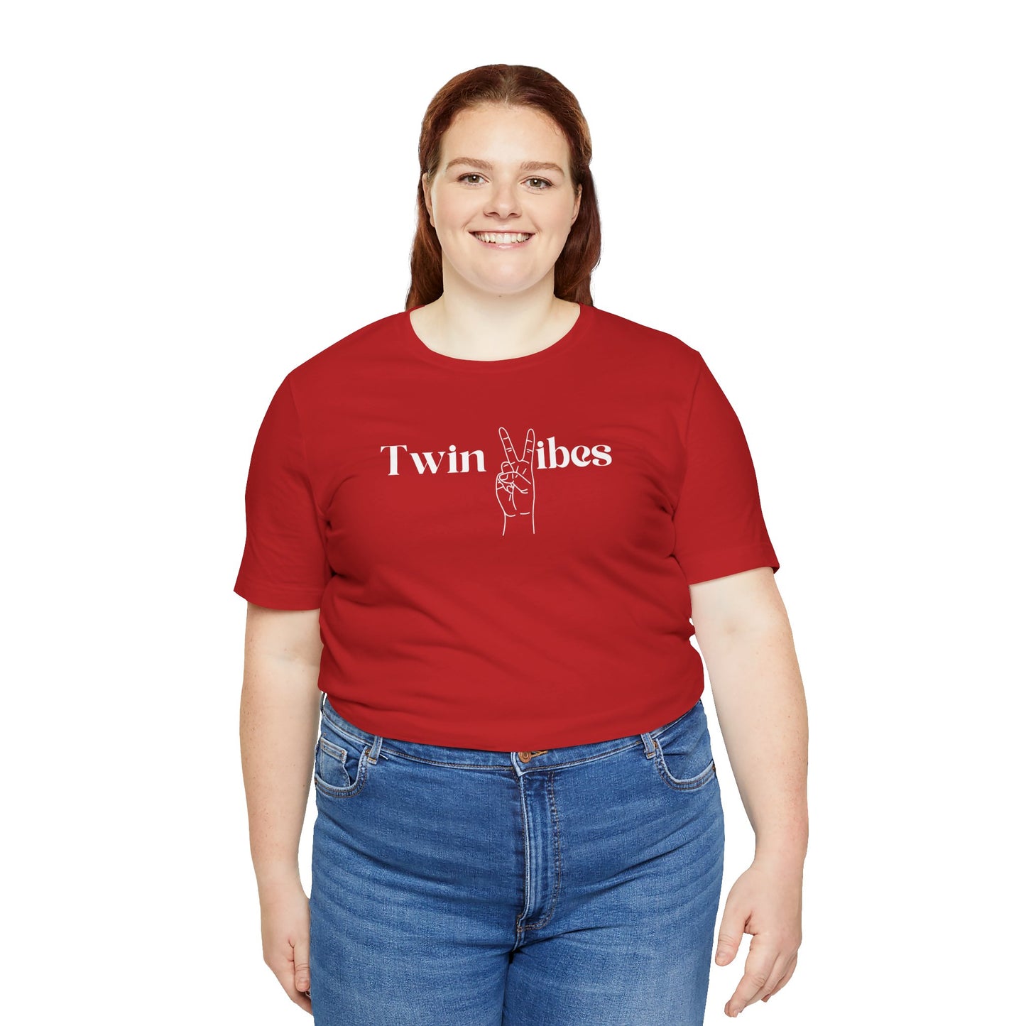 Twin Vibes T-Shirt — Minimal Peace Sign Graphic Tee for Twins & Moms of Twins