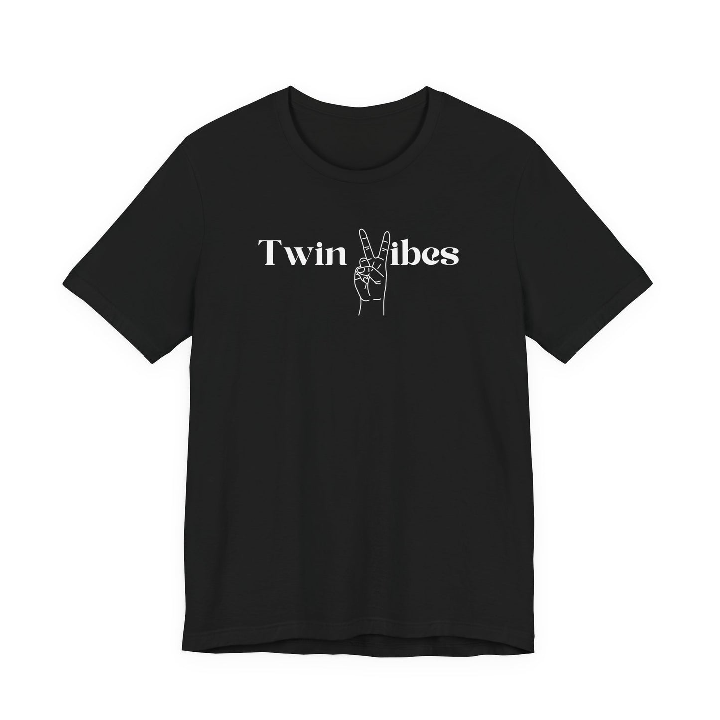 Twin Vibes T-Shirt — Minimal Peace Sign Graphic Tee for Twins & Moms of Twins