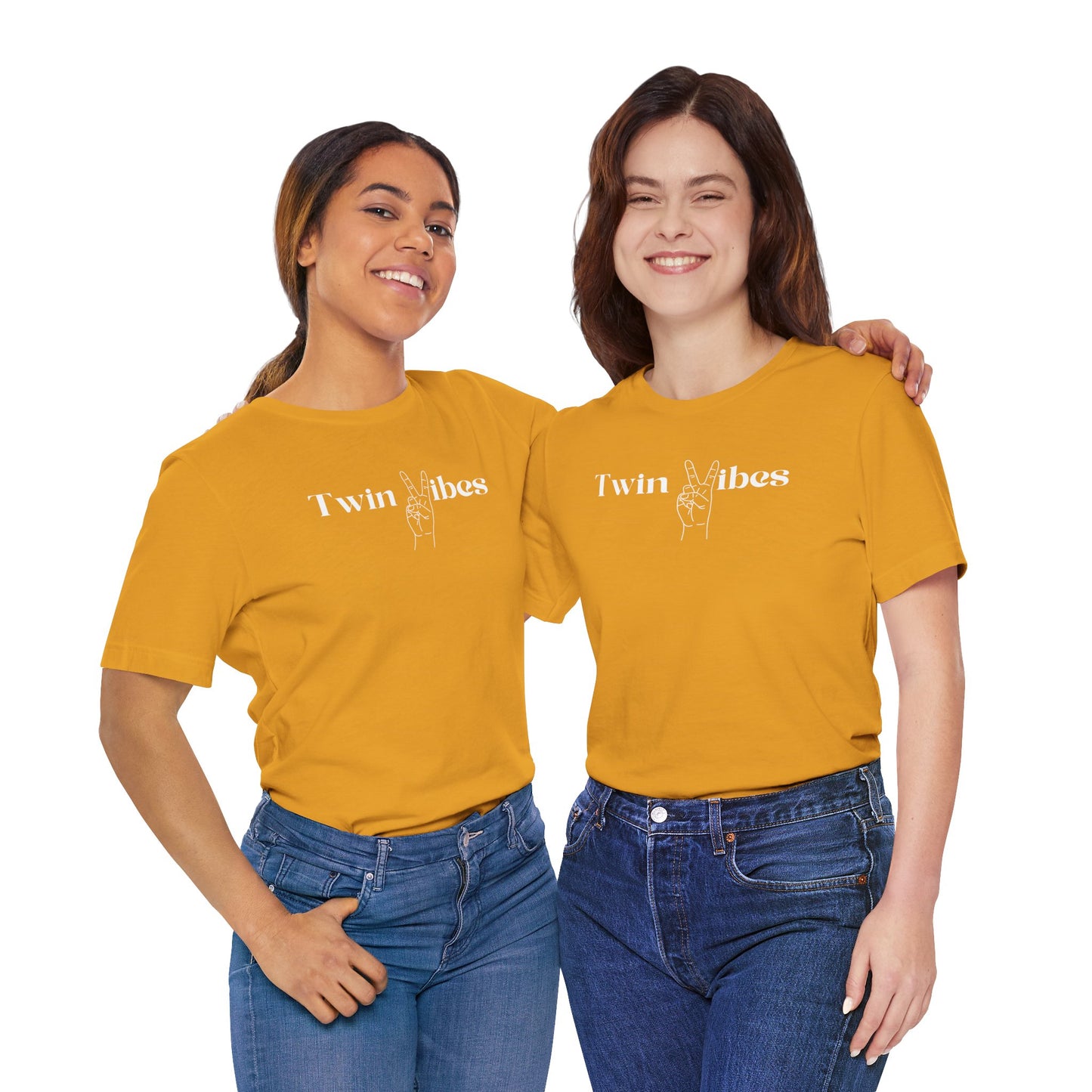 Twin Vibes T-Shirt — Minimal Peace Sign Graphic Tee for Twins & Moms of Twins