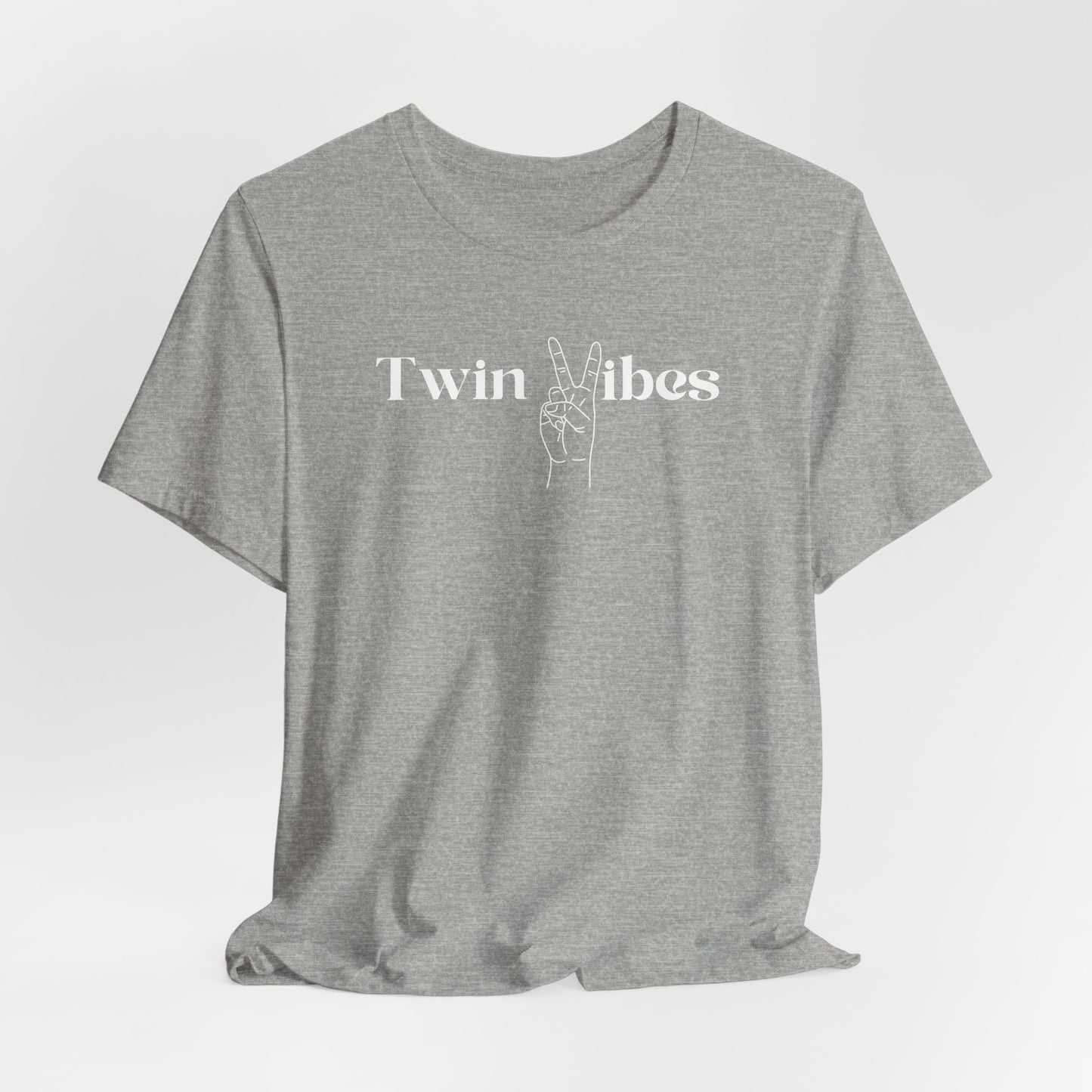 Twin Vibes T-Shirt — Minimal Peace Sign Graphic Tee for Twins & Moms of Twins