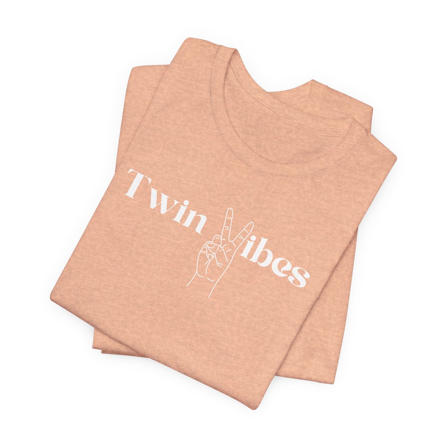 Twin Vibes T-Shirt — Minimal Peace Sign Graphic Tee for Twins & Moms of Twins
