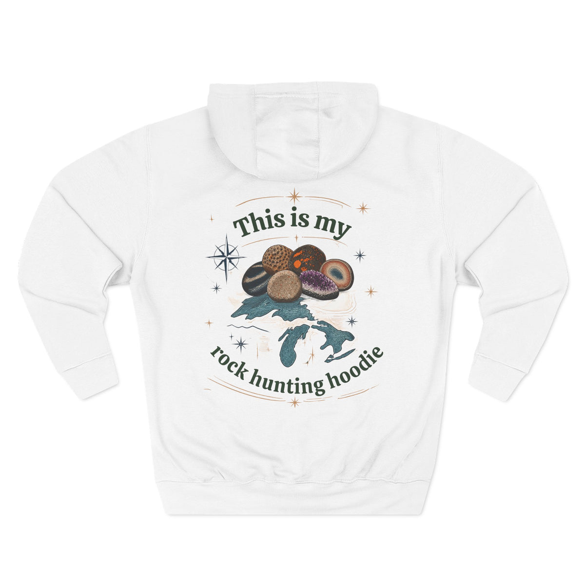 This Is My Rock Hunting Hoodie Fleece Hoodie, Michigan Rock Hounds, Rock Hunters, yooperlite, agate, petoskey stone, pudding stone, Leland blue, amethyst, club