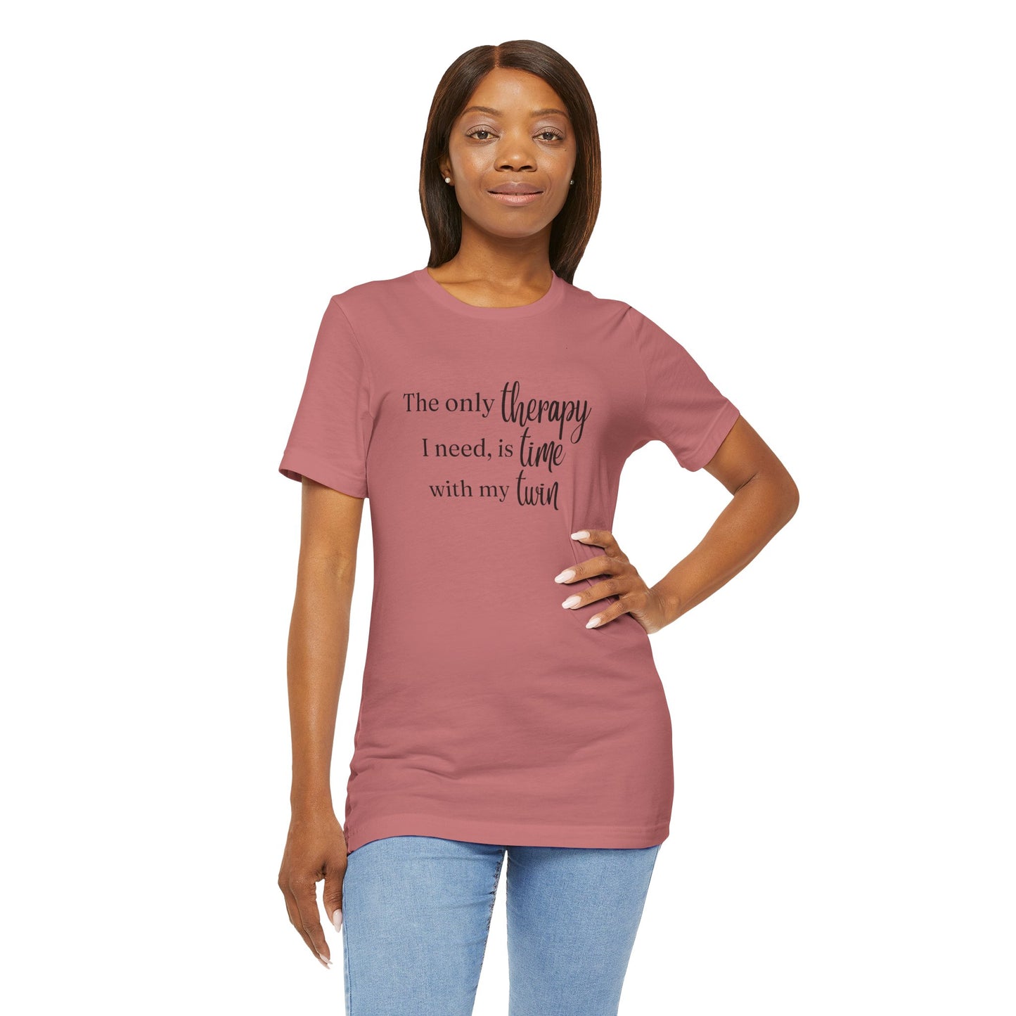 Black Twin Therapy Tee — "The only therapy I need, is time with my twin" Shirt
