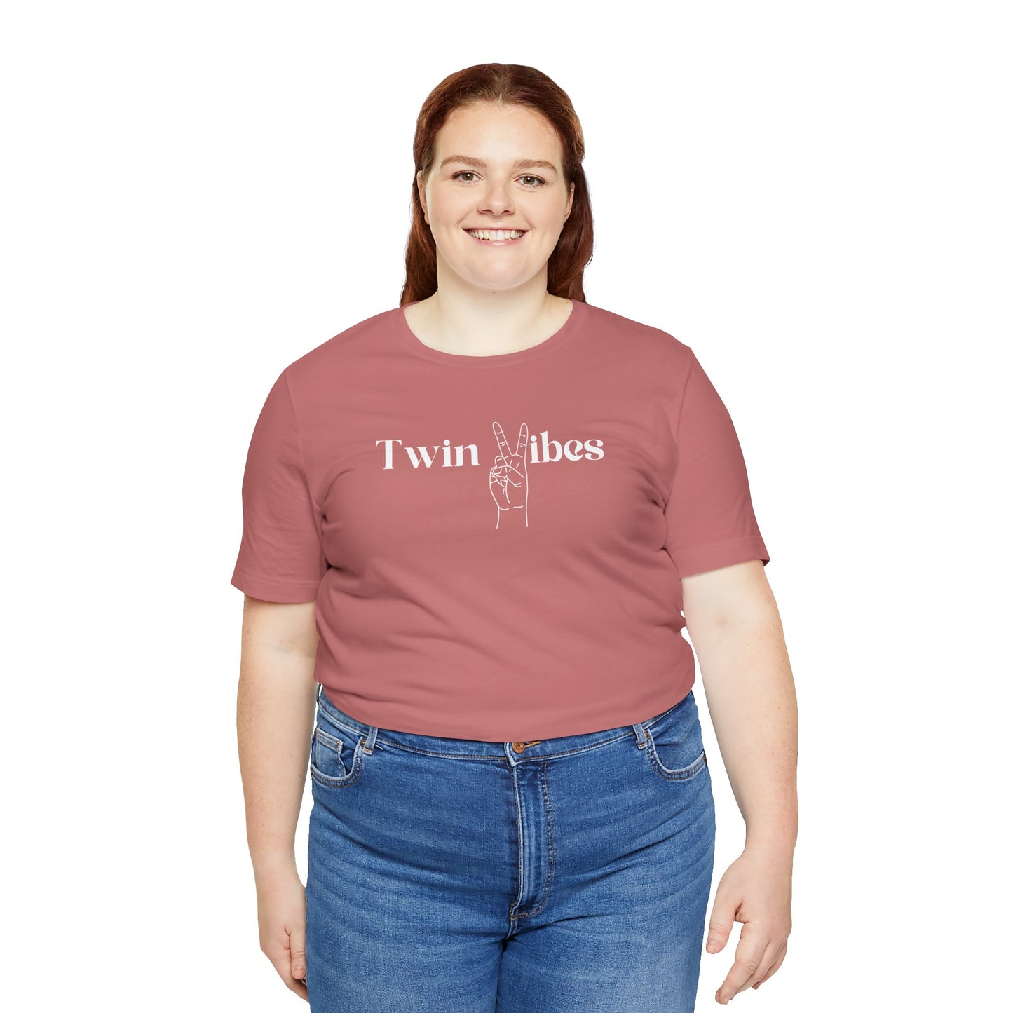 Twin Vibes T-Shirt — Minimal Peace Sign Graphic Tee for Twins & Moms of Twins