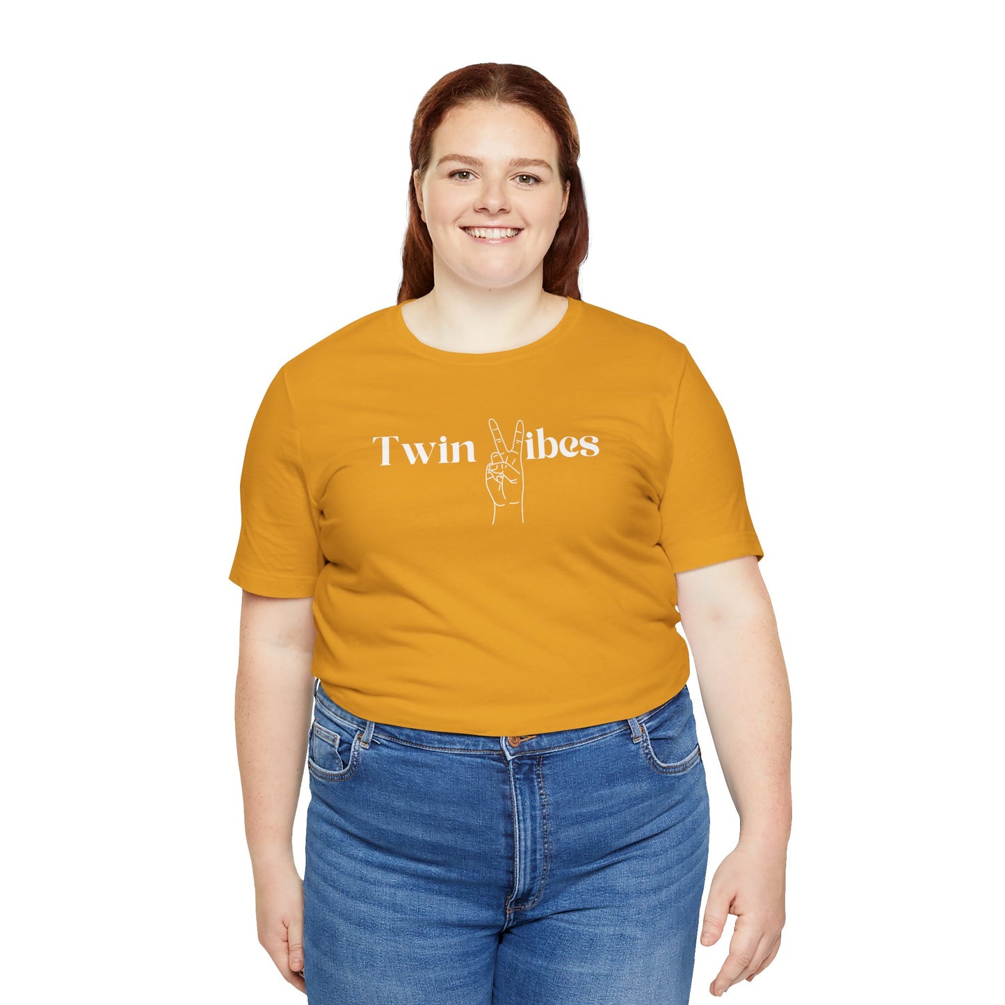 Twin Vibes T-Shirt — Minimal Peace Sign Graphic Tee for Twins & Moms of Twins