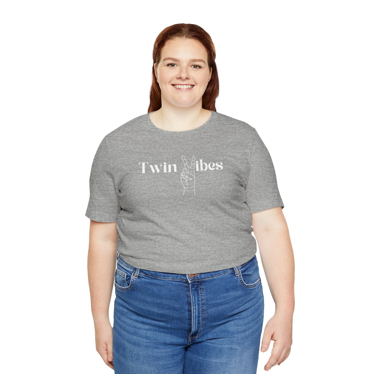 Twin Vibes T-Shirt — Minimal Peace Sign Graphic Tee for Twins & Moms of Twins