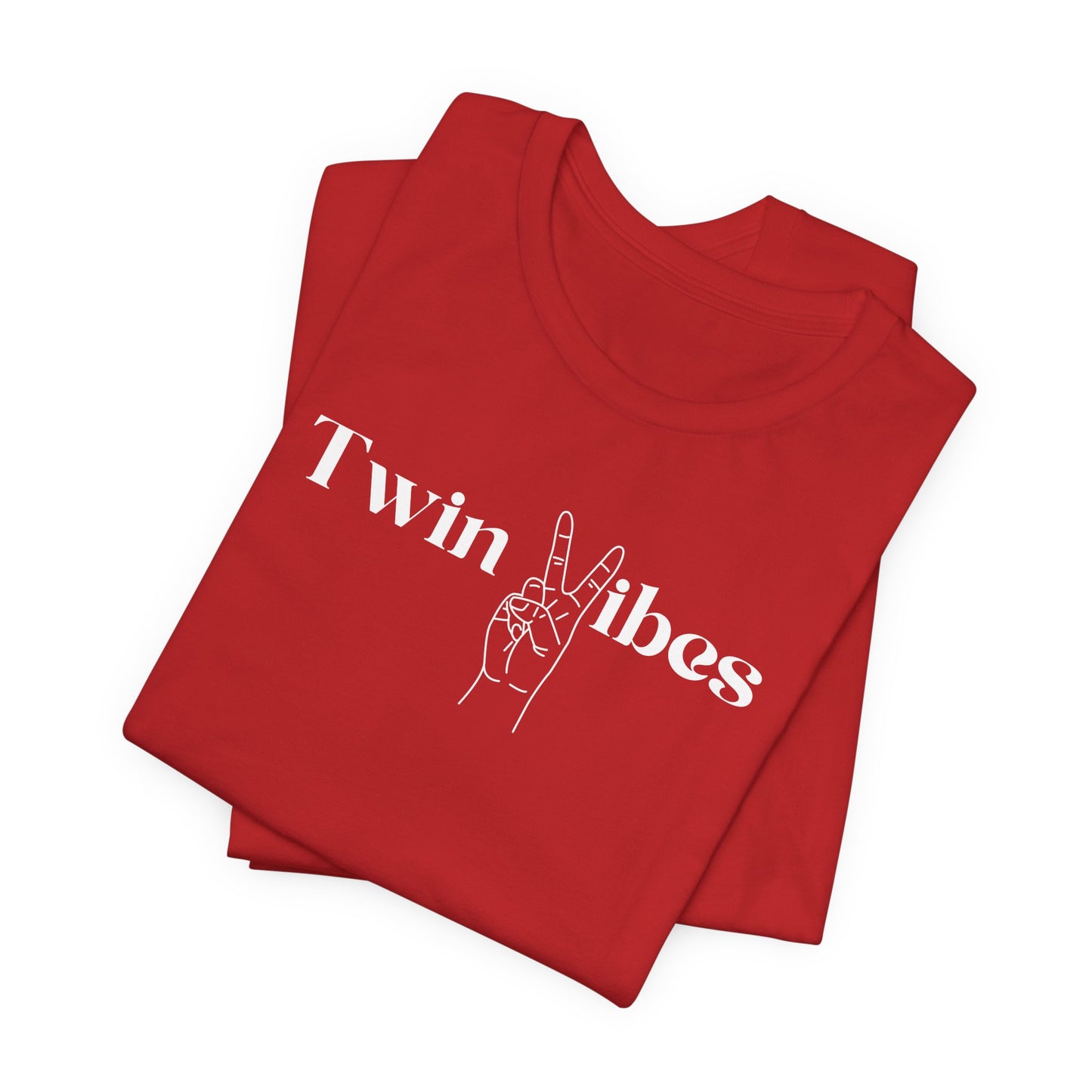 Twin Vibes T-Shirt — Minimal Peace Sign Graphic Tee for Twins & Moms of Twins