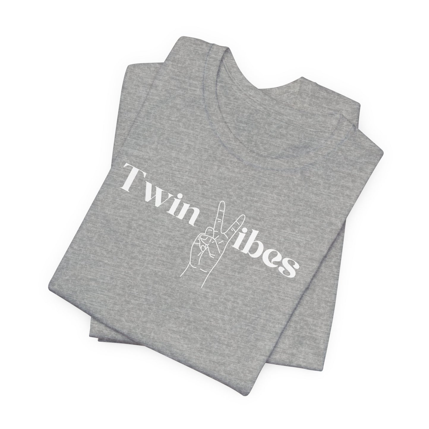 Twin Vibes T-Shirt — Minimal Peace Sign Graphic Tee for Twins & Moms of Twins