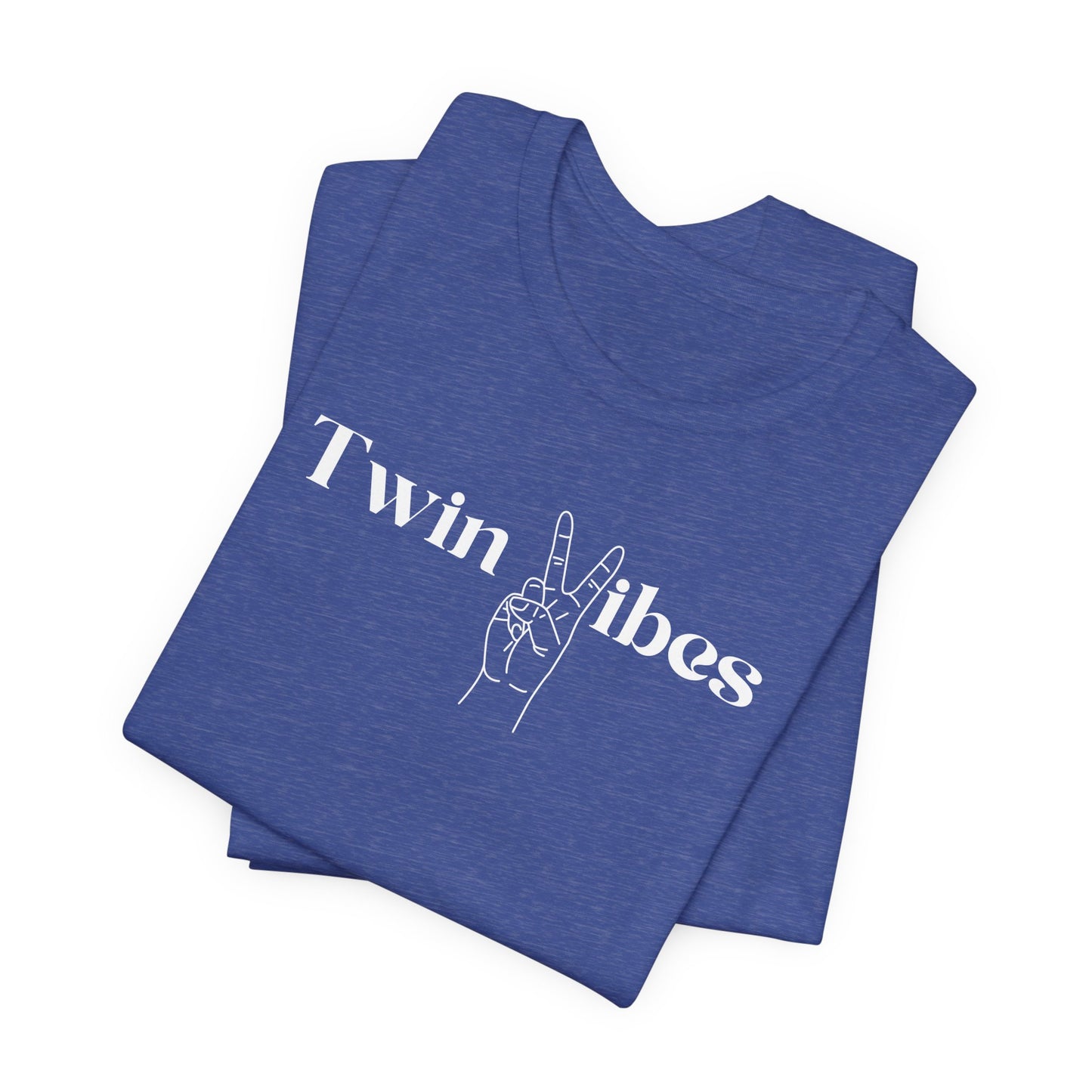 Twin Vibes T-Shirt — Minimal Peace Sign Graphic Tee for Twins & Moms of Twins