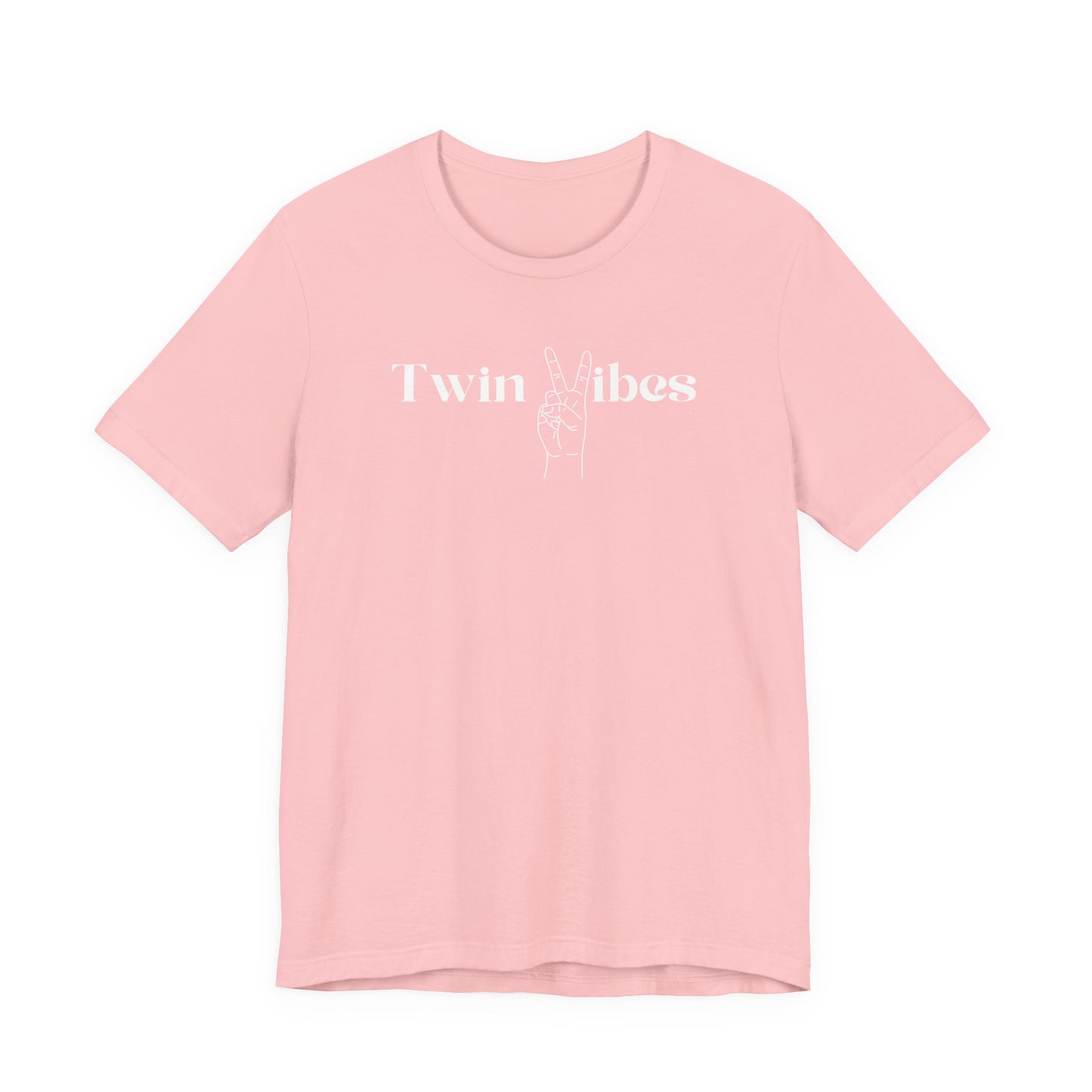 Twin Vibes T-Shirt — Minimal Peace Sign Graphic Tee for Twins & Moms of Twins