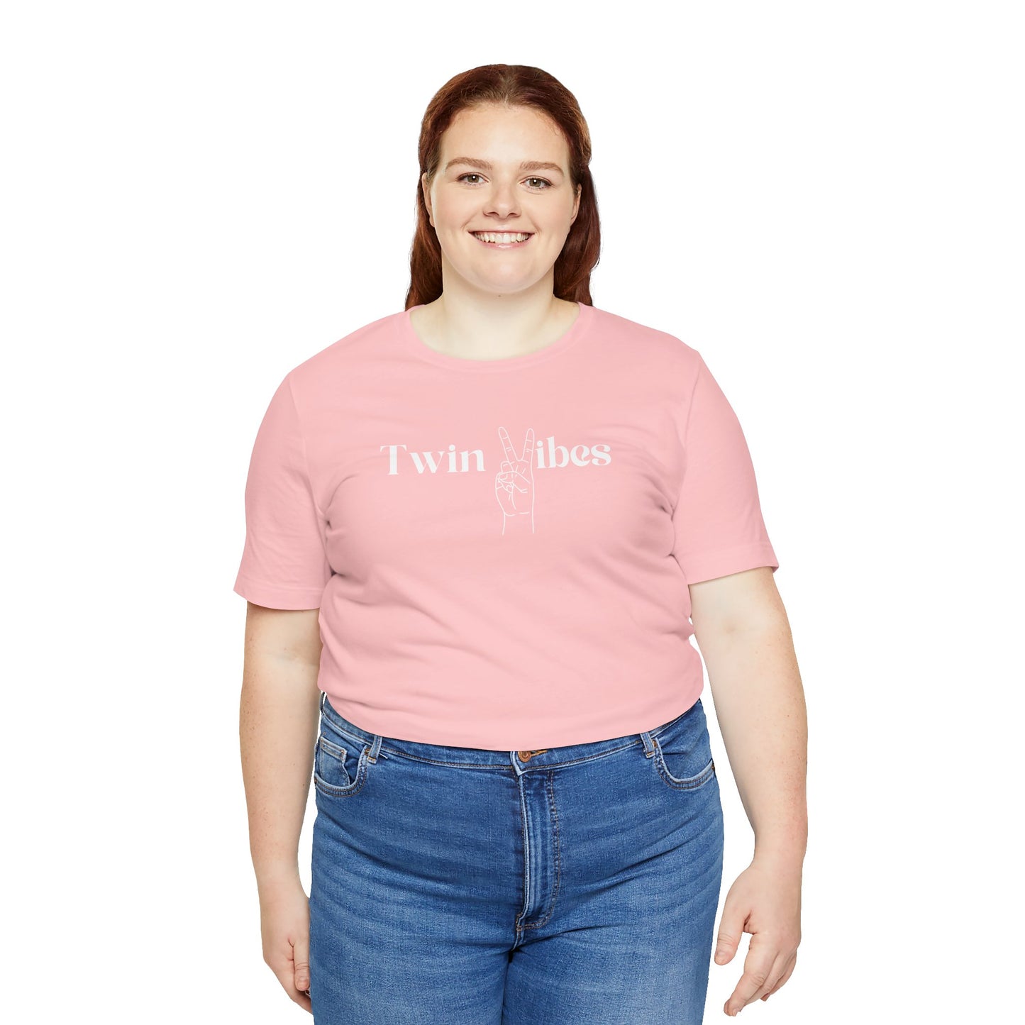 Twin Vibes T-Shirt — Minimal Peace Sign Graphic Tee for Twins & Moms of Twins