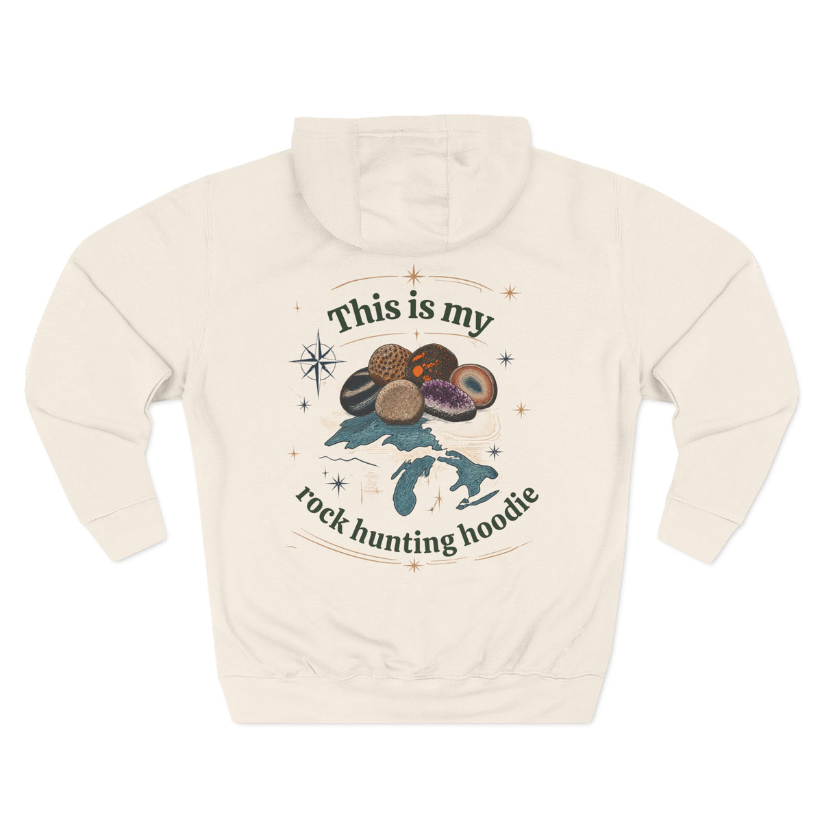 This Is My Rock Hunting Hoodie Fleece Hoodie, Michigan Rock Hounds, Rock Hunters, yooperlite, agate, petoskey stone, pudding stone, Leland blue, amethyst, club