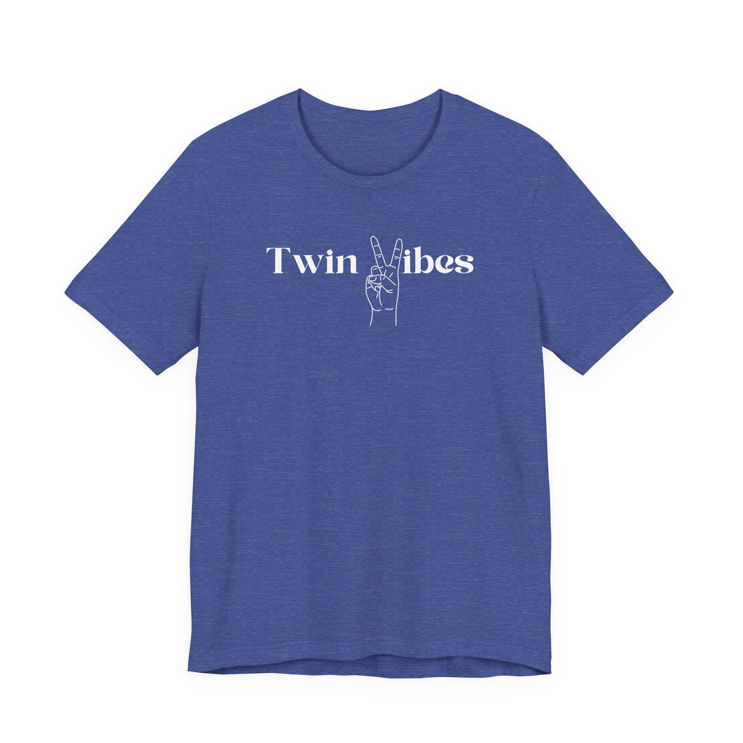 Twin Vibes T-Shirt — Minimal Peace Sign Graphic Tee for Twins & Moms of Twins