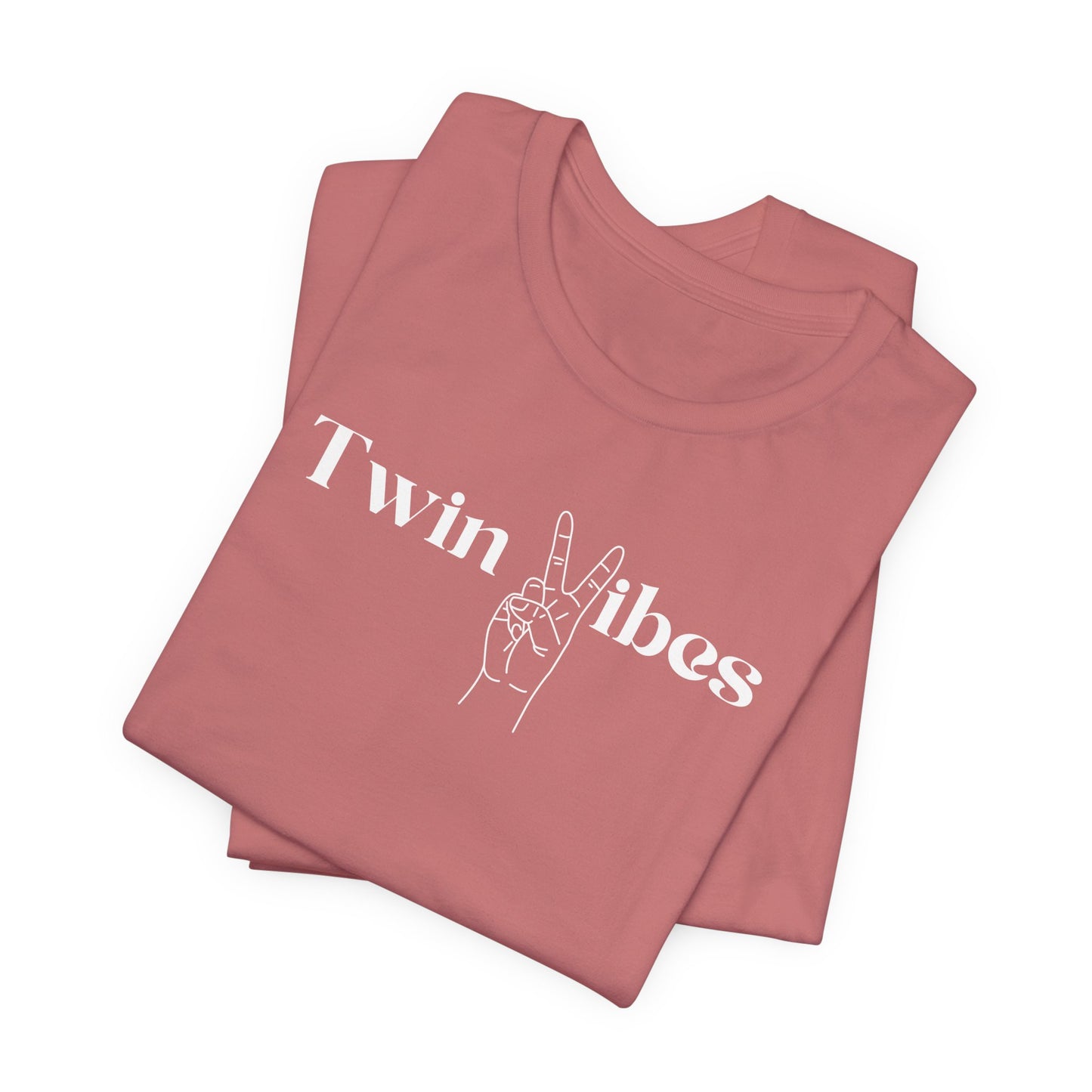 Twin Vibes T-Shirt — Minimal Peace Sign Graphic Tee for Twins & Moms of Twins