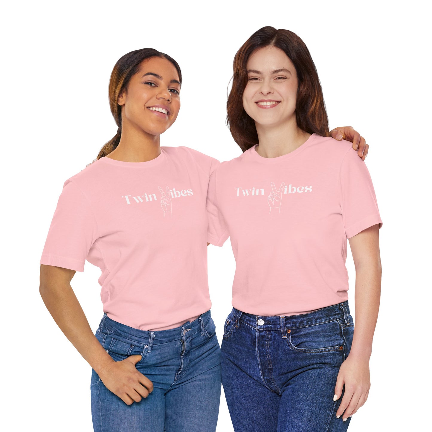 Twin Vibes T-Shirt — Minimal Peace Sign Graphic Tee for Twins & Moms of Twins