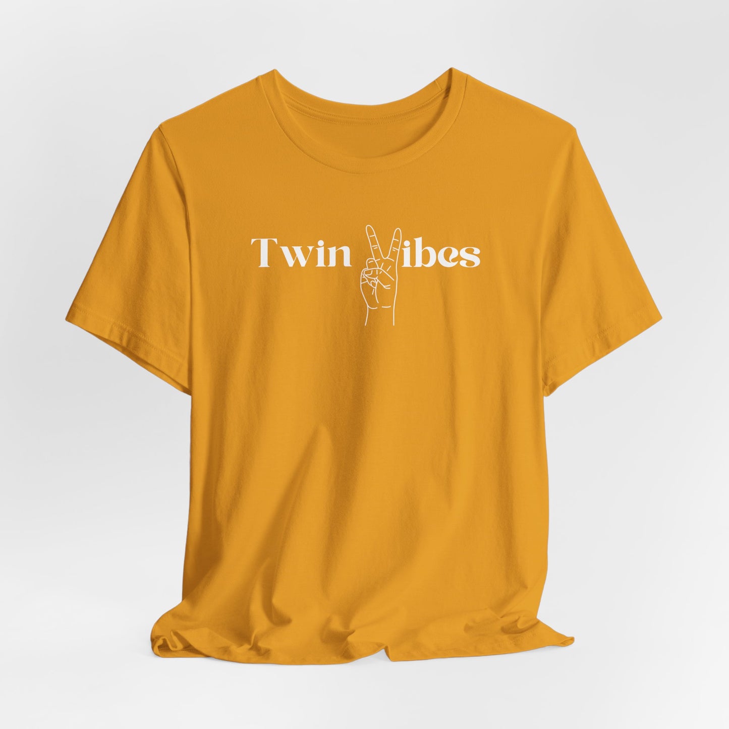 Twin Vibes T-Shirt — Minimal Peace Sign Graphic Tee for Twins & Moms of Twins