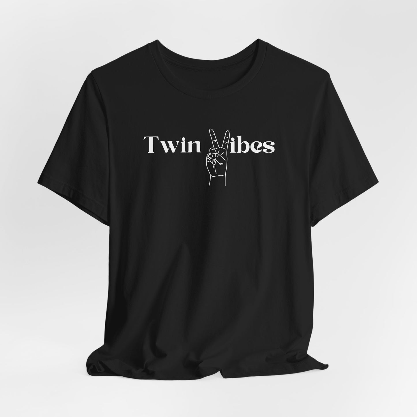 Twin Vibes T-Shirt — Minimal Peace Sign Graphic Tee for Twins & Moms of Twins