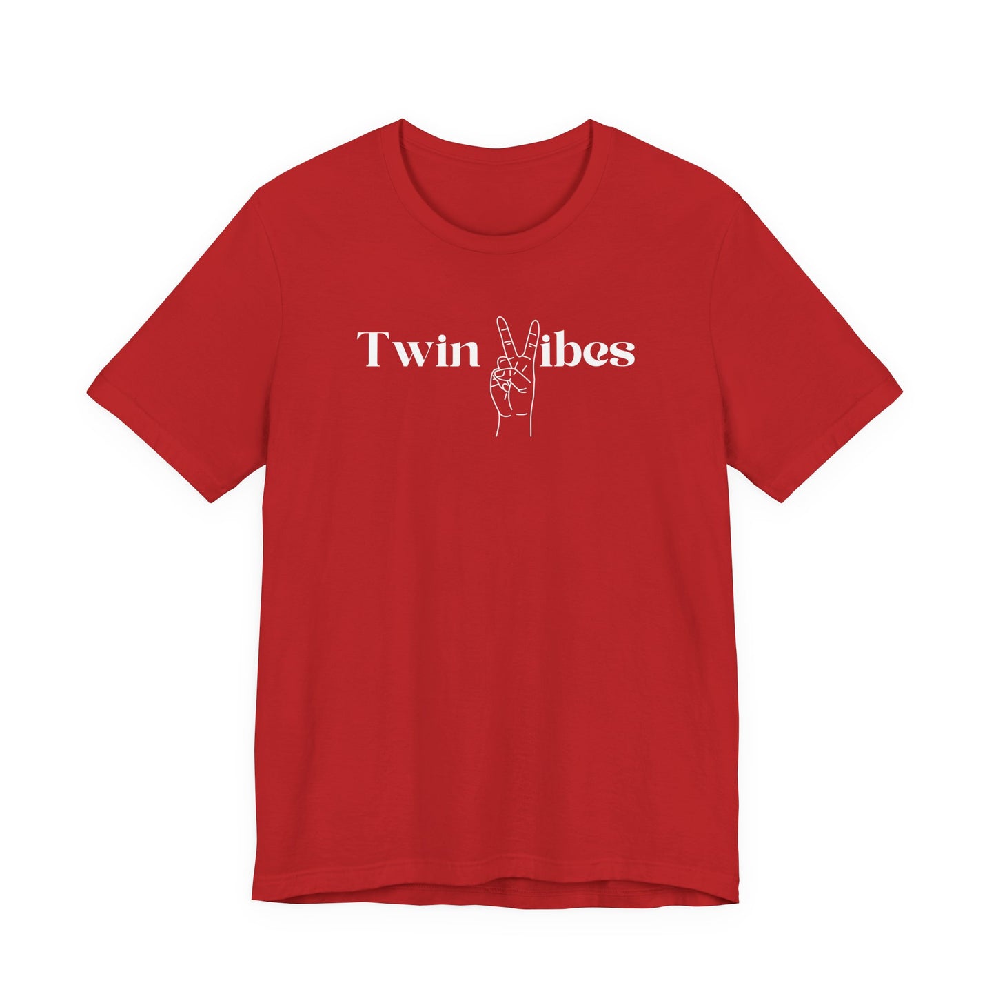 Twin Vibes T-Shirt — Minimal Peace Sign Graphic Tee for Twins & Moms of Twins